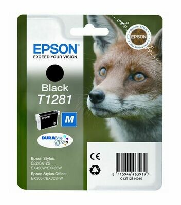 Genuine Epson T1281 (Fox) Black Ink Cartridge