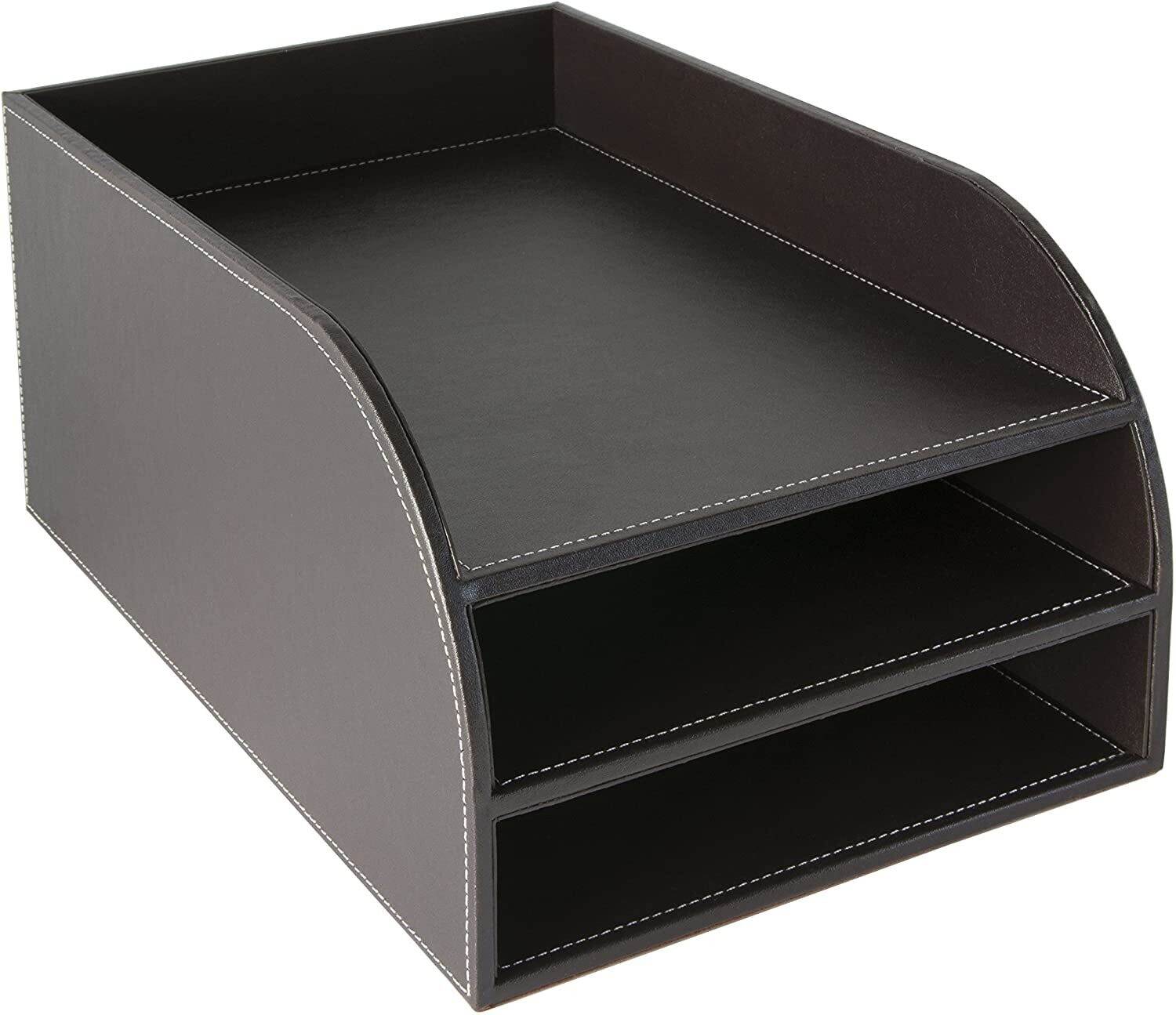 OSCO Brown Faux Leather 3 Tier Letter Tray