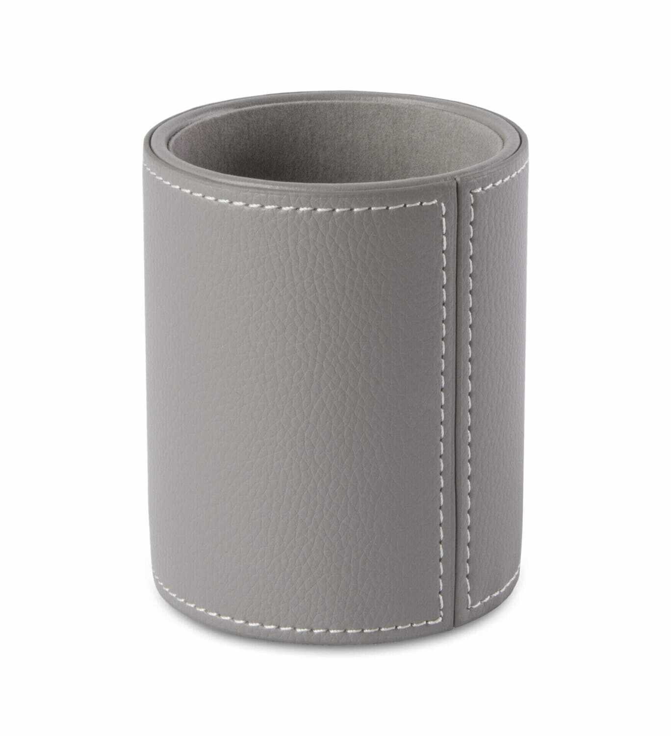 OSCO Grey Faux Leather Round Pen Pot