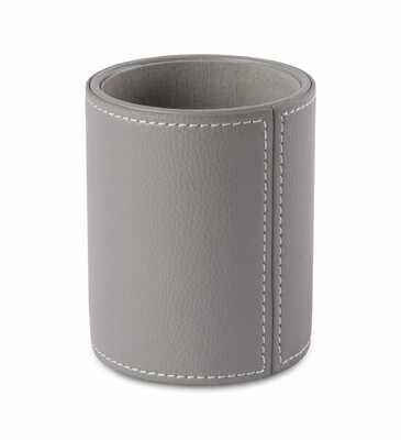 OSCO Grey Faux Leather Round Pen Pot