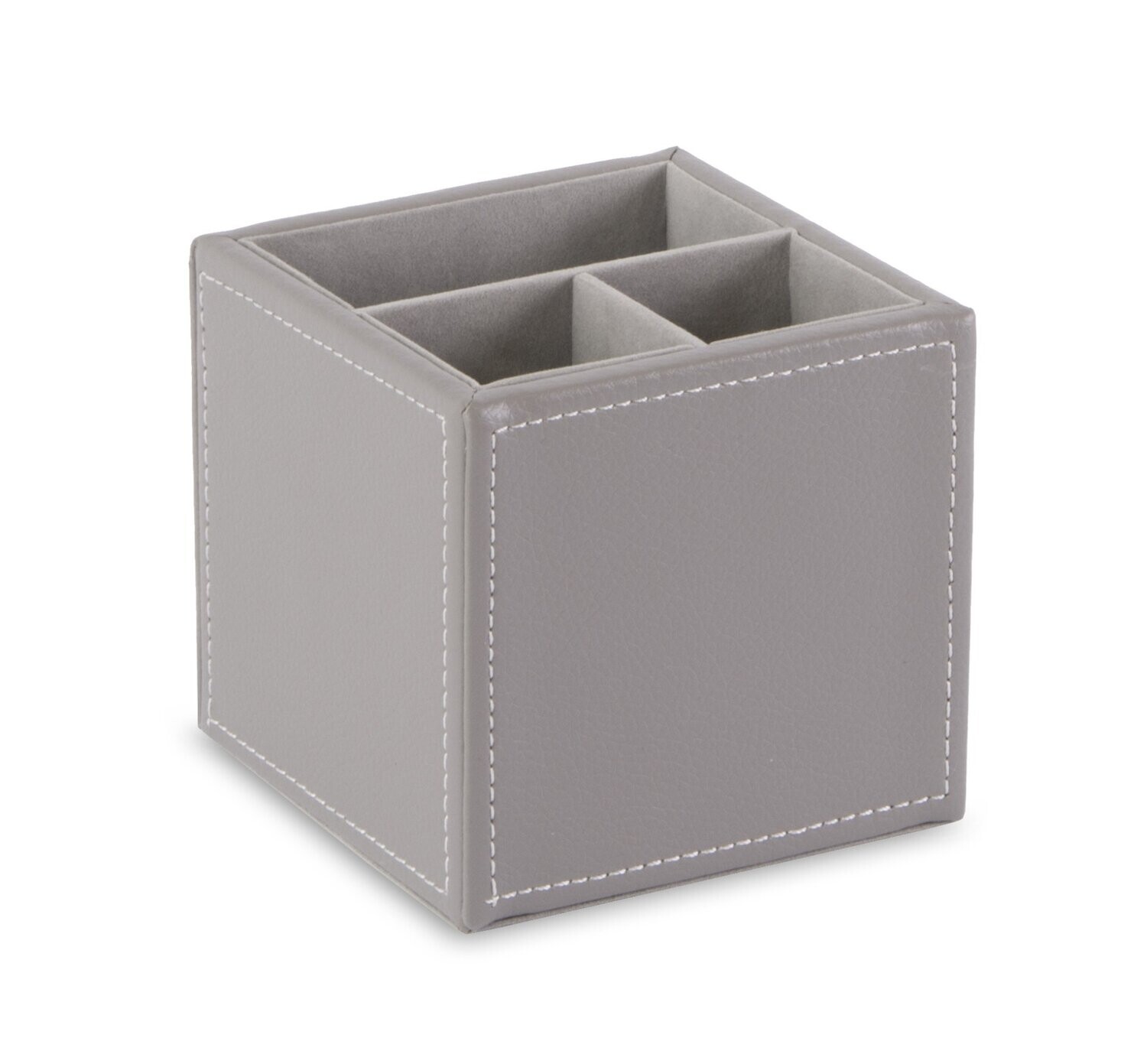 OSCO Grey Faux Leather Square Pen Pot