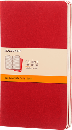 Moleskine Large Cahiers Cranberry Red Ruled Journals (set of 3)