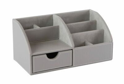OSCO Grey Faux Leather Desk Organiser