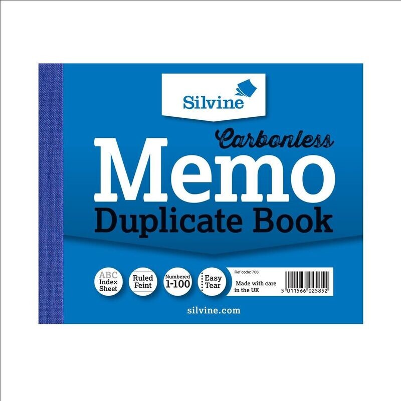 Silvine Carbonless Duplicate Memo Book