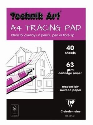 Clairefontaine Technik Art A4 Tracing Pad 63gsm 40 Sheets (XPT3)