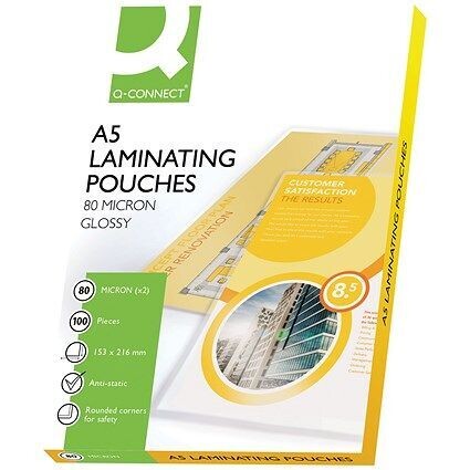 A5 Laminating Pouches 2 x 80 [160] Micron (100 Pack)