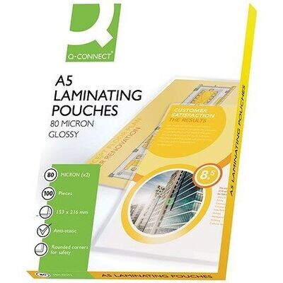 A5 Laminating Pouches 2 x 80 [160] Micron (100 Pack)