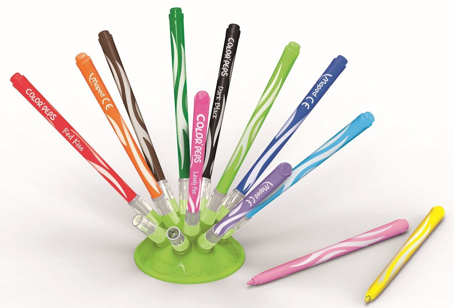 Helix Maped Color Peps Jungle Felt Tip Pens with stand (pack of 12)