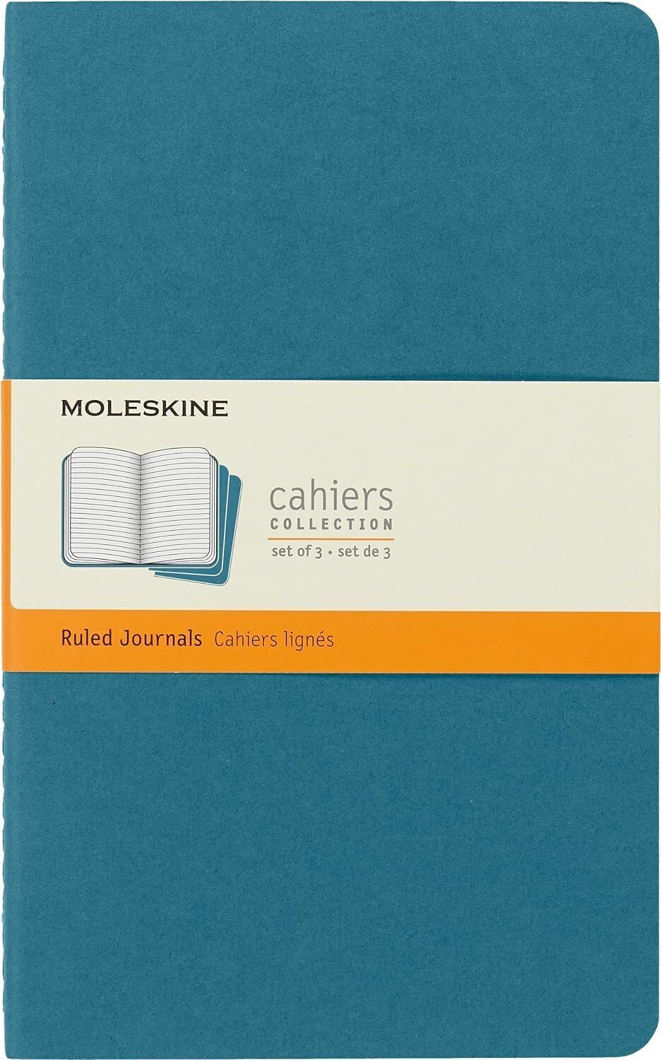 Moleskine Large Cahiers Brisk Blue Ruled Journals (set of 3)