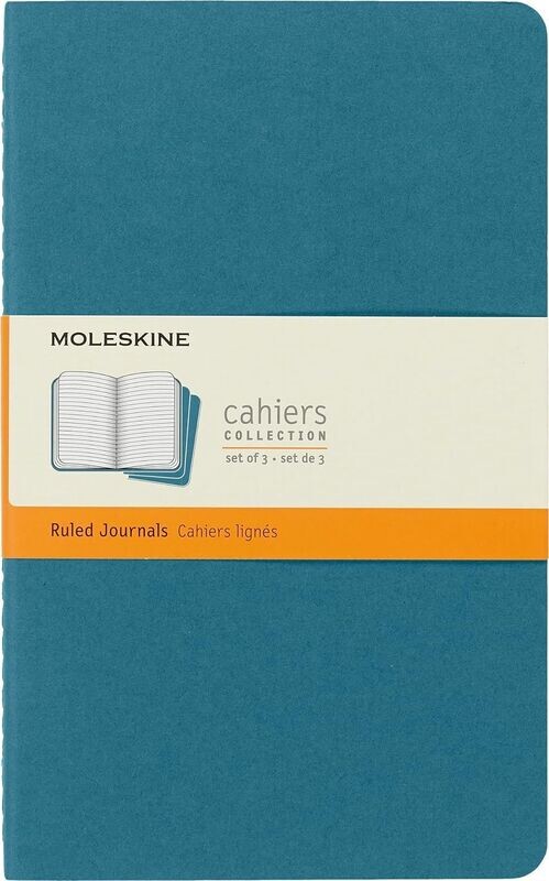 Moleskine Large Cahiers Brisk Blue Ruled Journals (set of 3)
