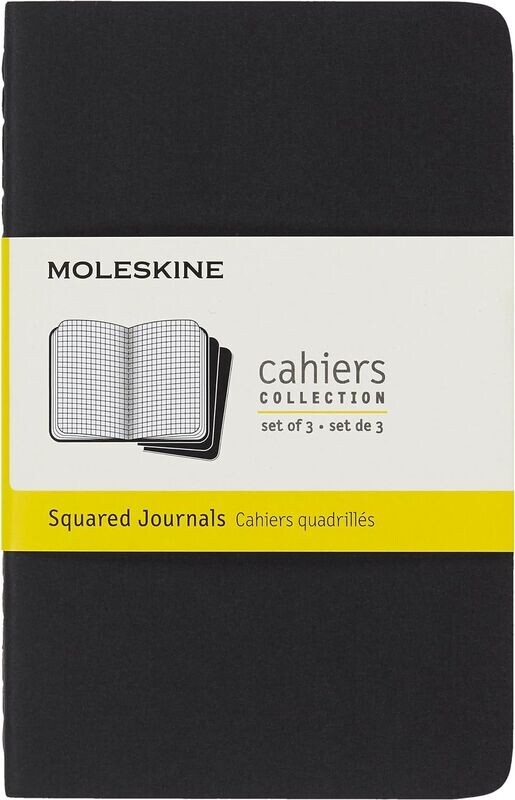 Moleskine Pocket Cahiers Black Set of 3 Squared Journals