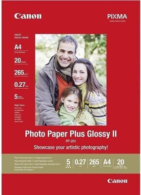 Canon A4 Photo Paper Plus Glossy II 265gsm (20 Pack) PP-201