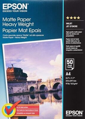 Epson A4 Matte Heavy Weight Photo Paper 167gsm (50 Pack)