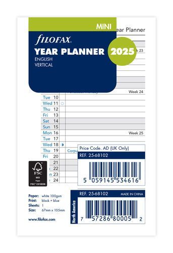 Filofax Mini 2025 Year Planner