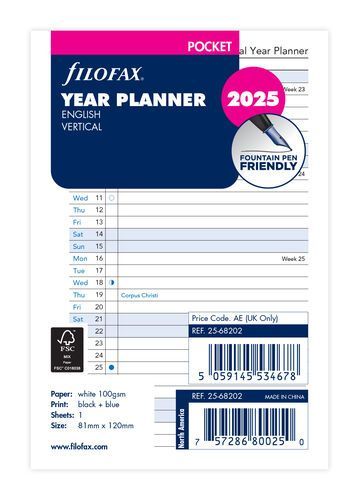 Filofax Pocket 2025 Year Planner