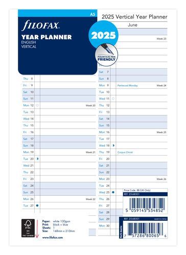 Filofax A5 2025 Year Planner