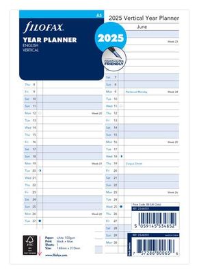 Filofax A5 2025 Year Planner