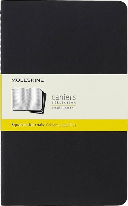 Moleskine Large Cahiers Black Squared Journals (set of 3)