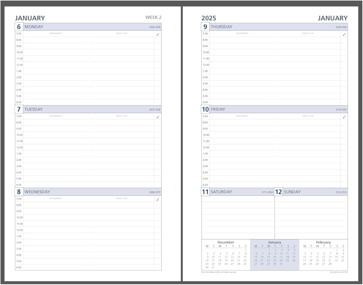 Collins A5 Week-to-View Diary Refill 2025