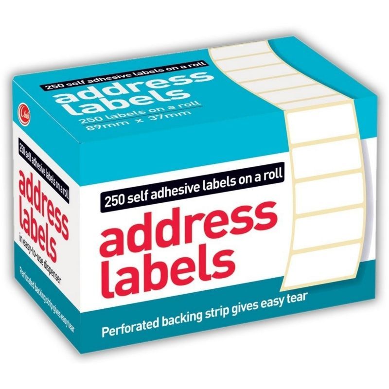 Self Adhesive White Address Label on a Roll 89x37mm (250 Labels)