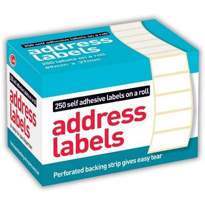 Self Adhesive White Address Label on a Roll 89x37mm (250 Labels)