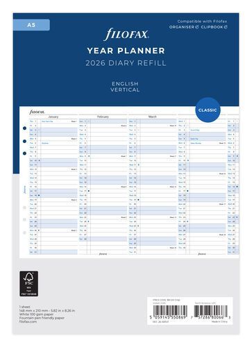 Filofax A5 2026 Year Planner