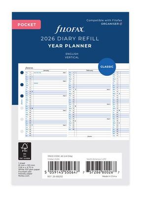 Filofax Pocket 2026 Year Planner Filofax Pocket 2026 Year Planner