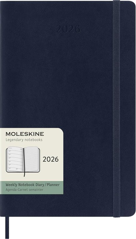 Moleskine Large 2026 Soft Cover Weekly Notebook Diary - Sapphire Blue