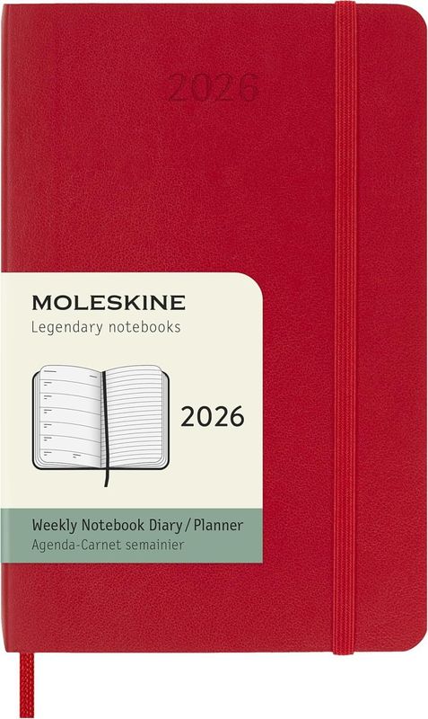 Moleskine Pocket 2026 Soft Cover Weekly Notebook Diary - Red