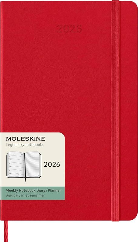 Moleskine Large 2026 Hard Cover Weekly Notebook Diary - Red