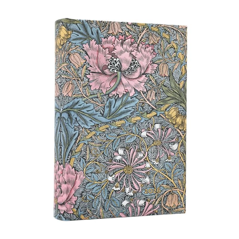 Paperblanks Mini 2026 Day at A Time Hard Cover Diary -  Morris Pink Honeysuckle