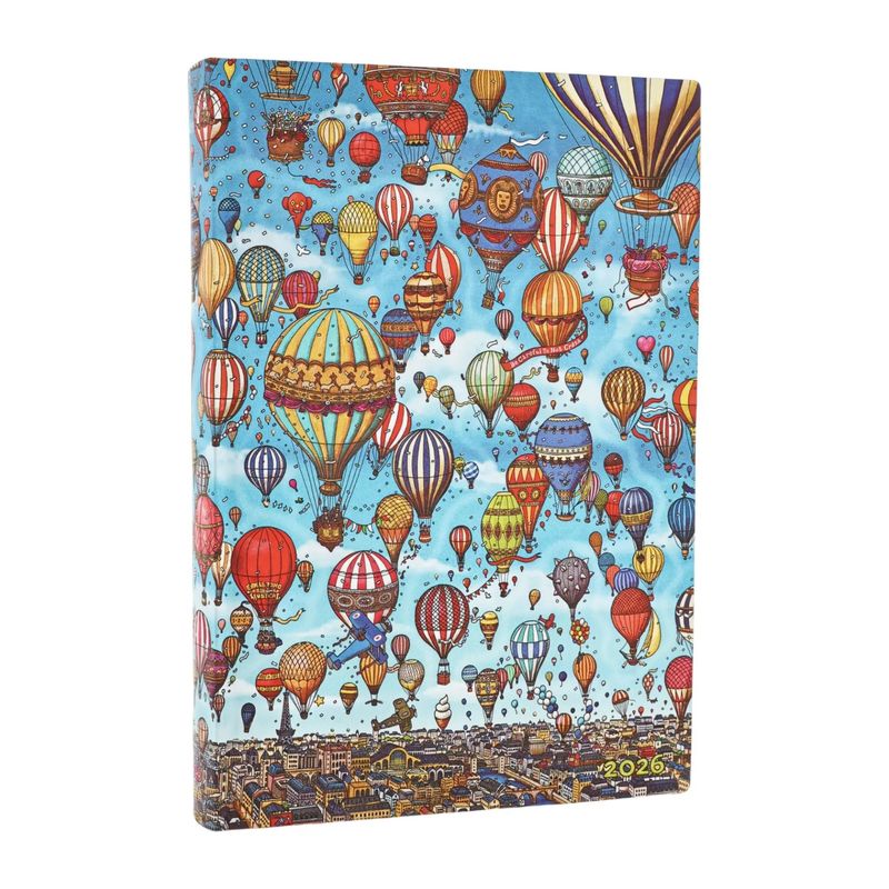 Paperblanks Midi 2026 Day At A Time Flexi Soft Cover Diary -  Balloon Fest