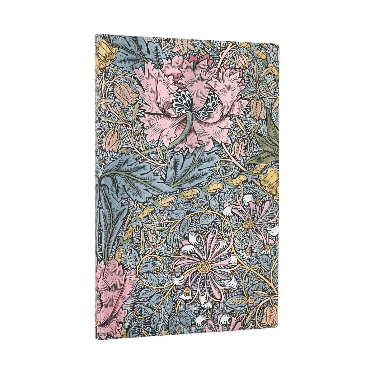 Paperblanks Maxi 2026 Week To View Flexi Soft Cover Diary - Morris Pink Honeysuckle