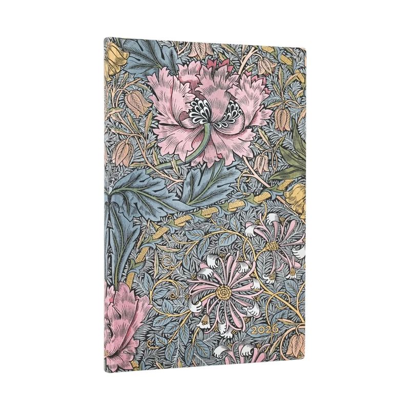 Paperblanks Maxi 2026 Week To View Flexi Soft Cover Diary - Morris Pink Honeysuckle