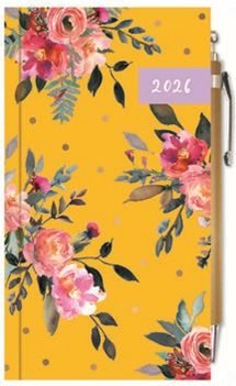 Pocket Slim Week to View Diary 2026 with pen - Floral Design