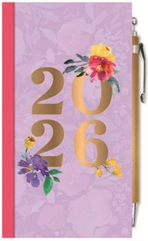Pocket Slim Week to View Diary 2026 with pen - Floral Design