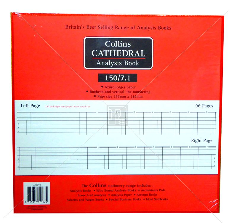 Collins Cathedral 7 Cash Columns 96 Pages Analysis Book