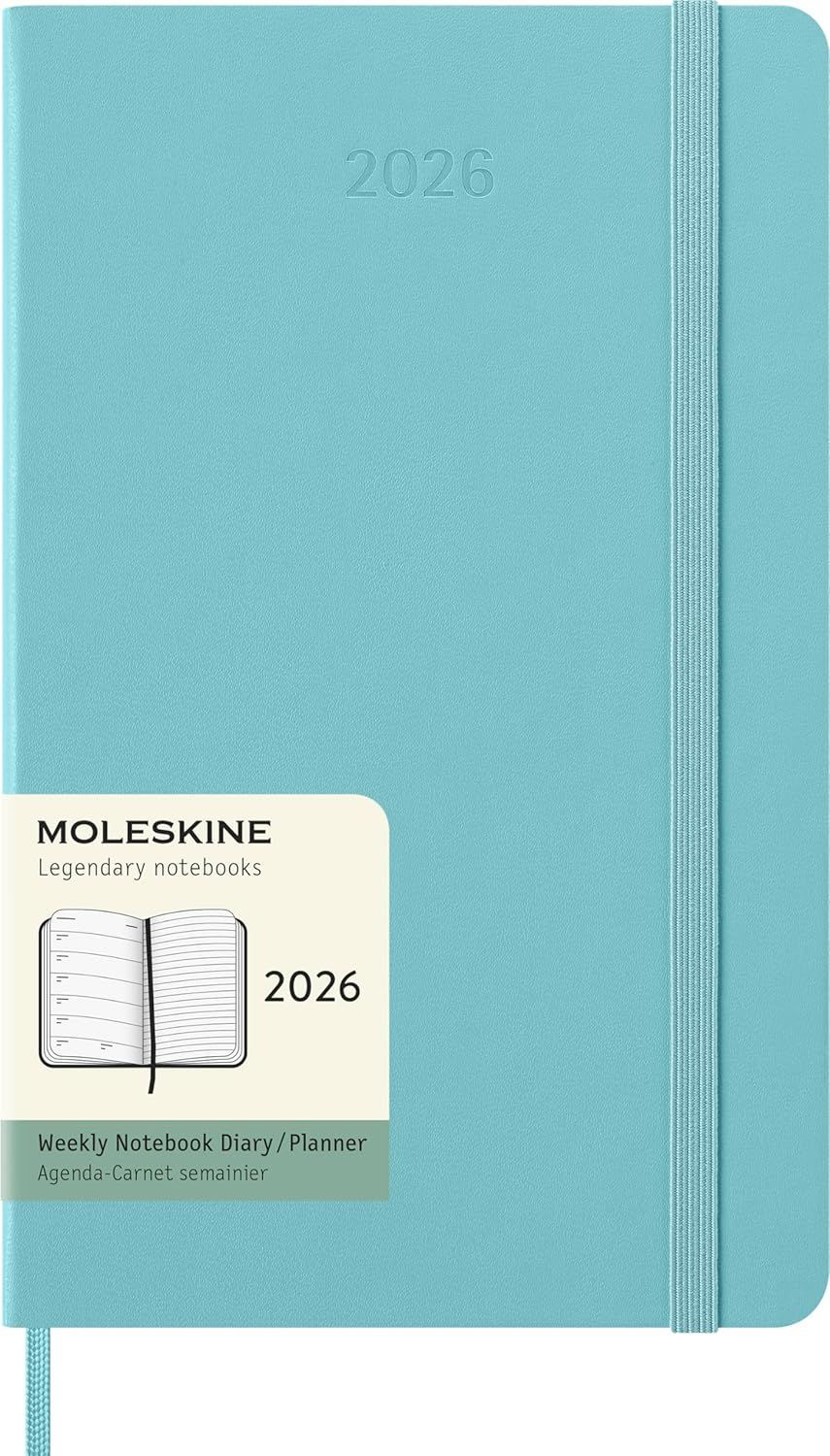Moleskine Large 2026 Hard Cover Weekly Notebook Diary - Aquamarine