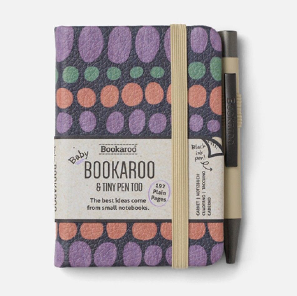 Bookaroo A7 Notebook with Tiny Pen - Pastels Cream Dots Bookaroo A7 Notebook with Tiny Pen - Pastels Cream Dots