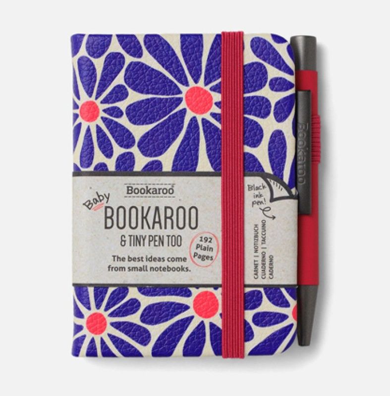 Bookaroo A7 Notebook with Tiny Pen - Pink & Purple Daisy