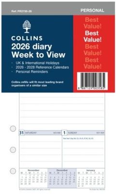 Collins Personal Week-to-View Diary Refill 2026 Collins Personal Week-to-View Diary Refill 2026