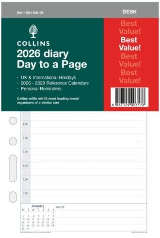 Collins A5 Day-per-Page Diary Refill 2026