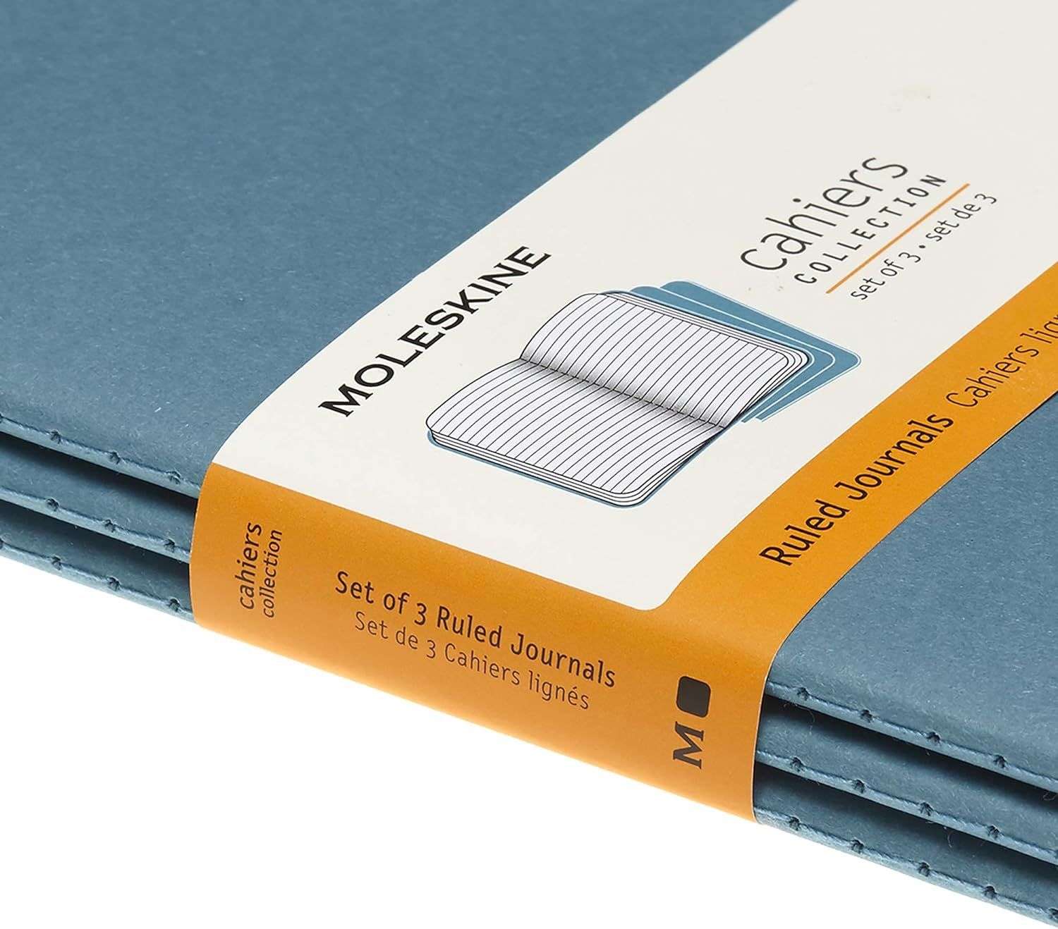 Moleskine Large Cahiers Brisk Blue Ruled Journals (set of 3)