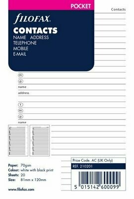 Filofax Pocket Contacts
