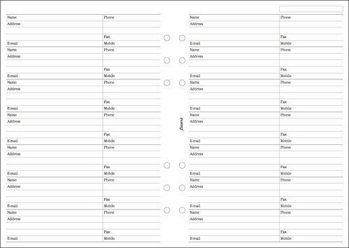 Filofax A5 Contacts