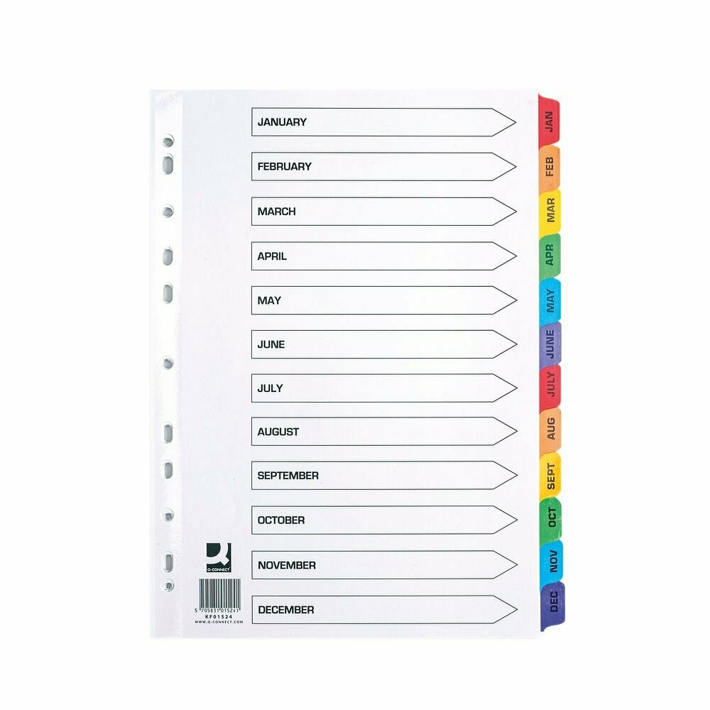 Q-Connect A4 January-December Index File Divider Q-Connect A4 January-December Index File Divider