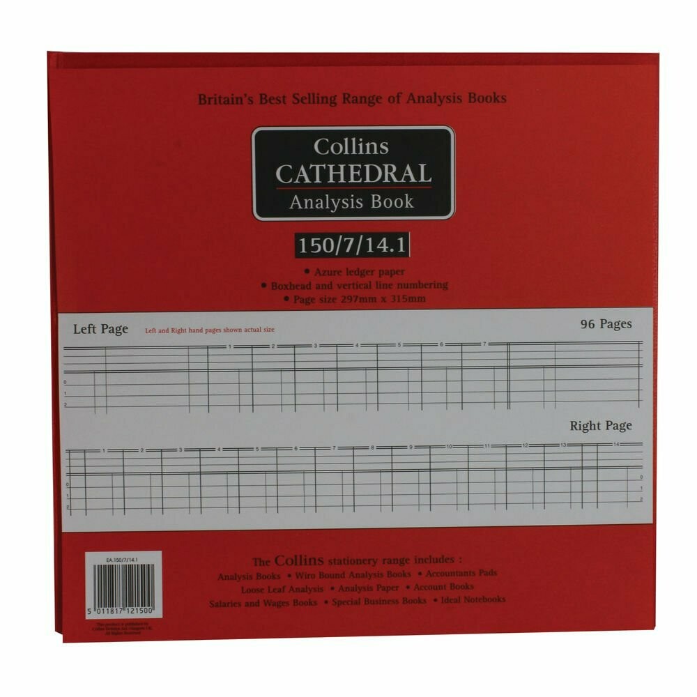 Collins Cathedral 7 Debit/14 Credit Columns 96 Pages Analysis Book Collins Cathedral 7 Debit/14 Credit Columns 96 Pages Analysis Book