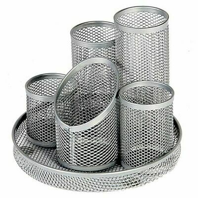 OSCO Silver Wiremesh 5 Tube Pen Pot OSCO Silver Wiremesh 5 Tube Pen Pot