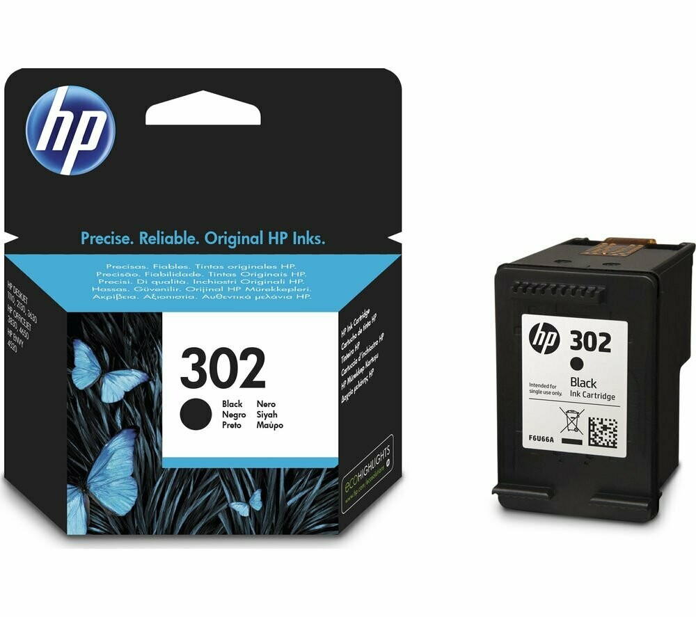 Genuine HP 302 Black Ink Cartridge (F6U66AE) Genuine HP 302 Black Ink Cartridge (F6U66AE)
