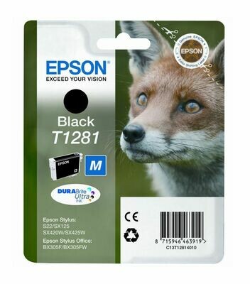 Genuine Epson T1281 (Fox) Black Ink Cartridge Genuine Epson T1281 (Fox) Black Ink Cartridge